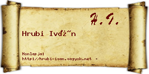 Hrubi Iván névjegykártya