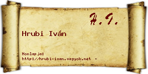 Hrubi Iván névjegykártya
